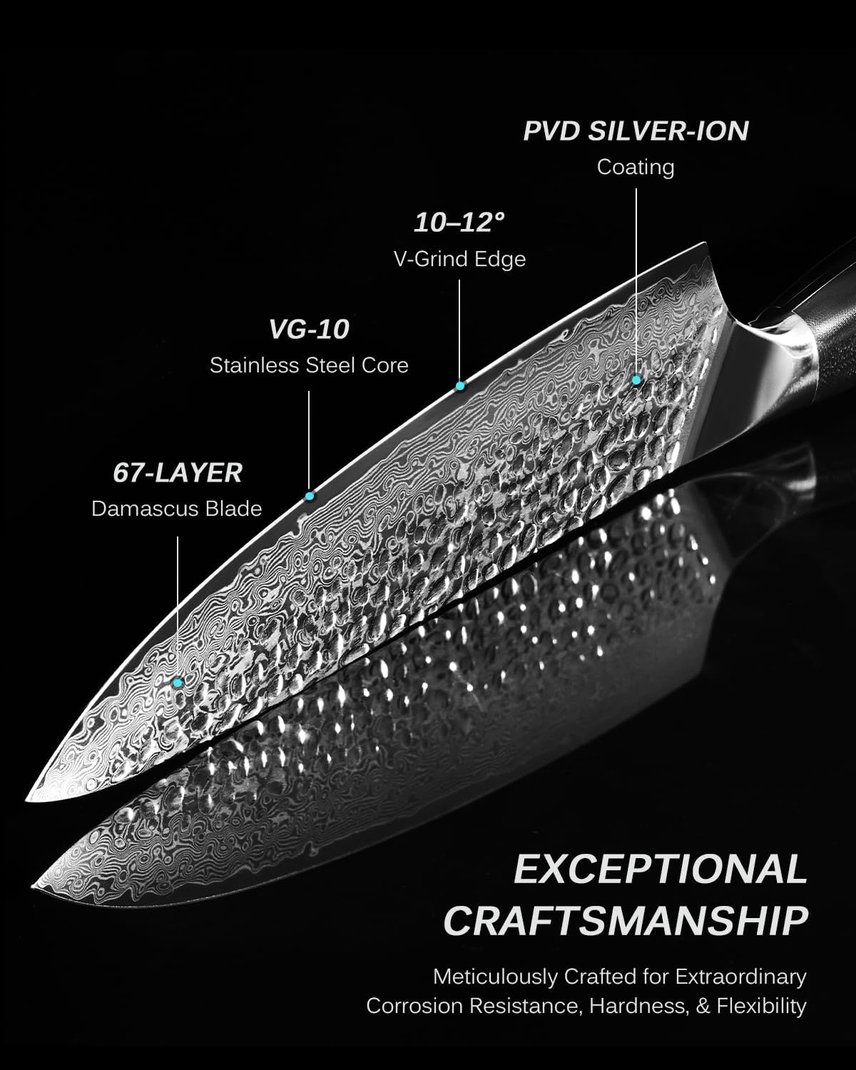 KYOKU Knife Set, 2pc Japanese Kitchen Knife Set for Cooking, 7" Boning 8" Chef Knife with Silver Ion Blade Sheath Gift Box, Professional Sharp Damascus Stainless Steel Knives for Meat Vegetable