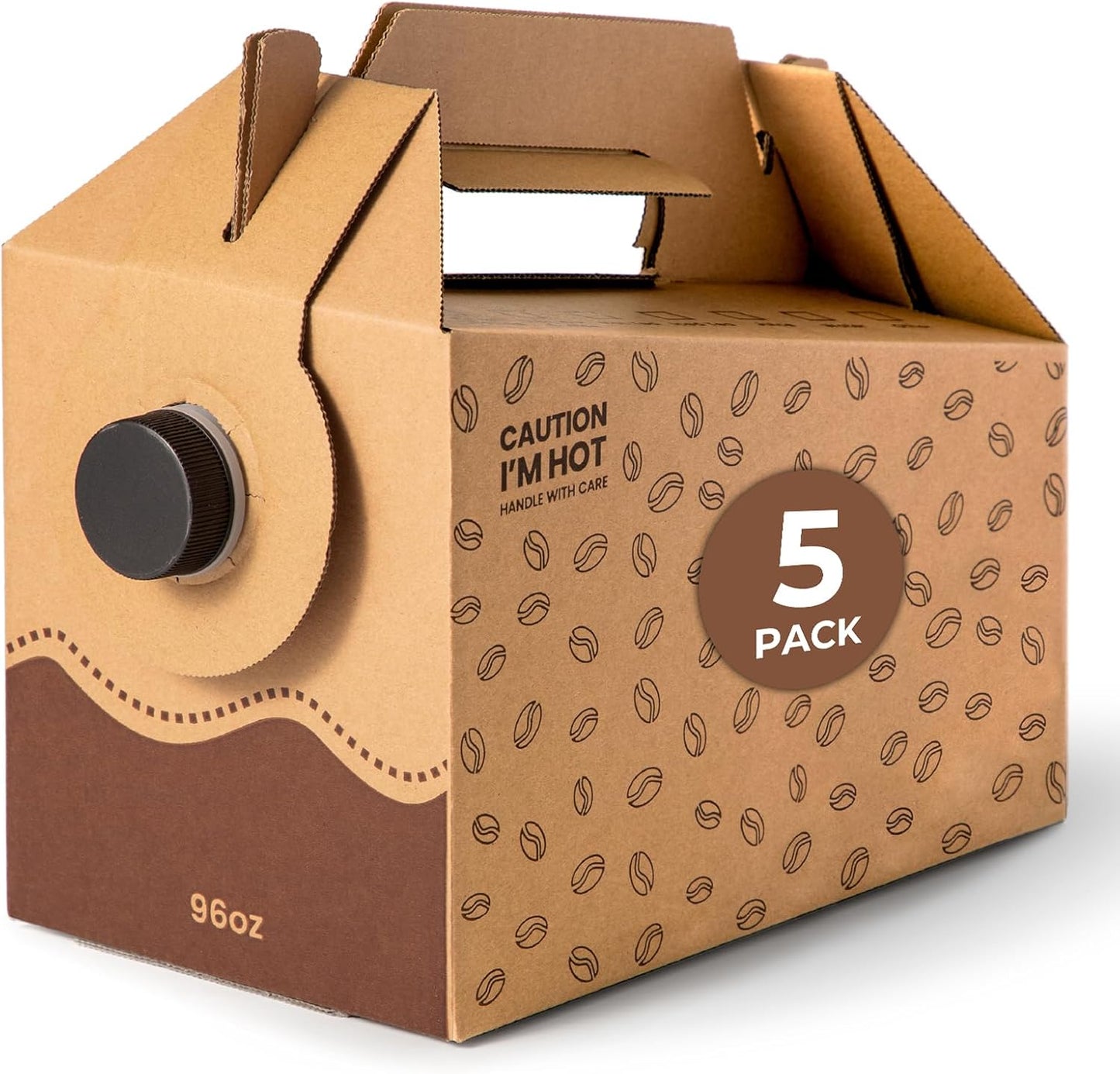 Fit Meal Prep 5 Pack 96 oz Disposable Coffee Dispensers with Handle, Insulated Coffee to Go Storage Containers, Cold Hot Drink Dispenser Bulk for Party, Catering, Office, Take Out