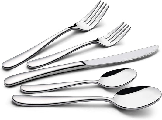 LIANYU 40-Piece Heavy Duty Silverware Set, Stainless Steel Flatware Cutlery Set for 8, Heavy Weight Eating Utensils Tableware, Mirror Polished, Dishwasher Safe