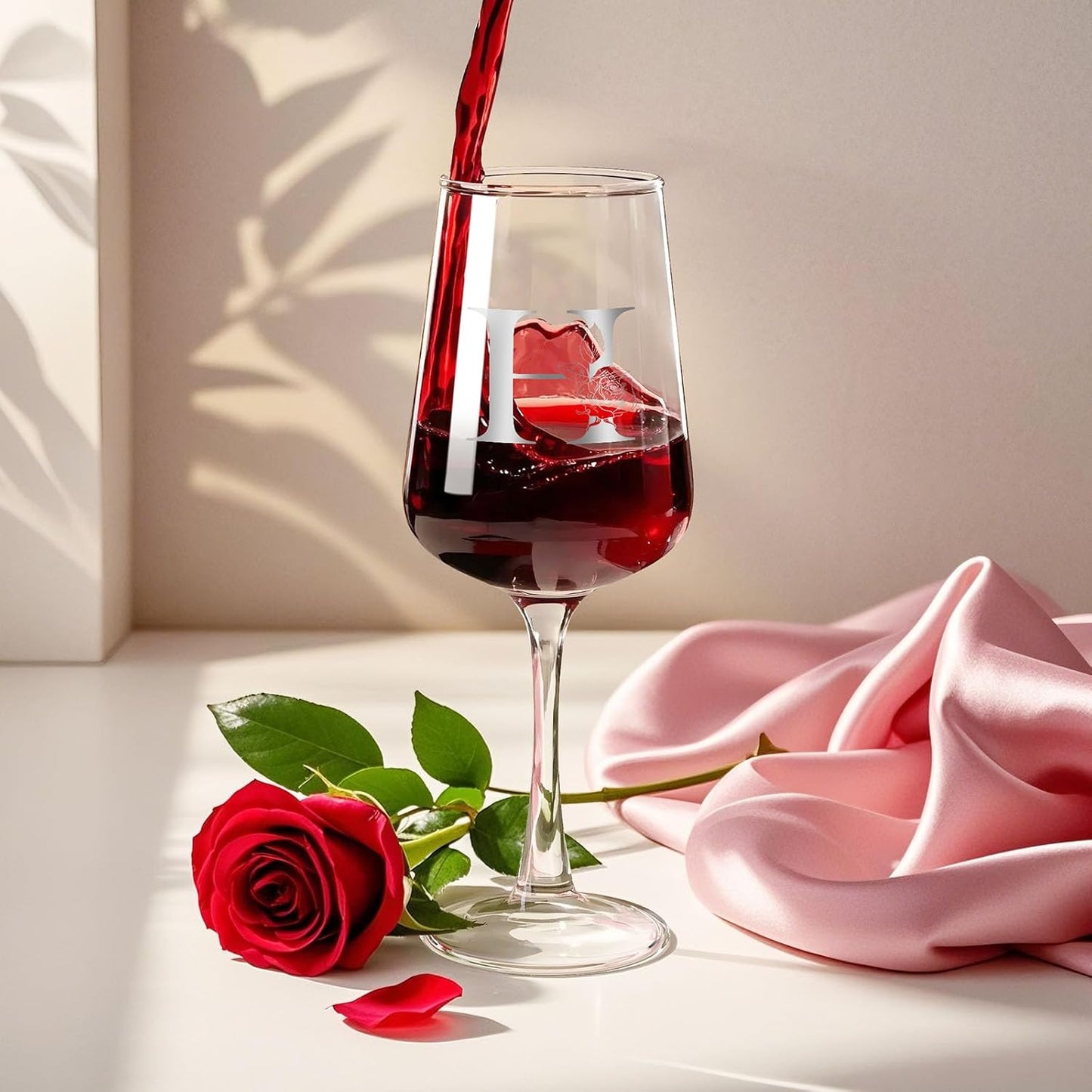 Personalized Wine Glass Gifts for Women - Monogrammed A-Z Wine Glasses Gift | Custom Christmas Gift, Valentines Day, Birthday Gifts for Women Her Mom Wife Best Friend Sister (H)