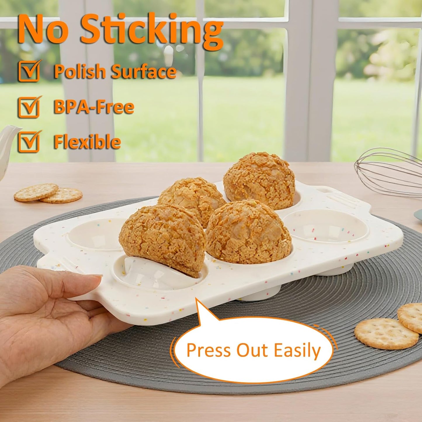 Silicone Muffin Pan for Baking, Collapsible Muffin Pan with Metal Reinforced Frame, Non-stick Silicone Molds for Baking, BPA Free & Oven Safe Cupcake Pan, Regular Size 6 CUP Non-Toxic (2 Pack)