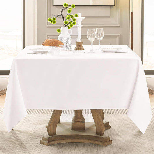 Square Tablecloth 52 x 52 Inch White 8 Pack Tablecloths Stain-Wrinkle Resistant Washable Polyester Table Cloths for Holiday, Buffet Parties, and Weddinge