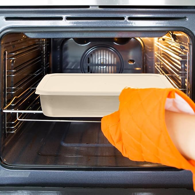 Fresh-Keeping Baking Tray with Lid 9.05X6.69X1.96 Inch Airtight Cake Container for Oven and Refrigerator Food Storage