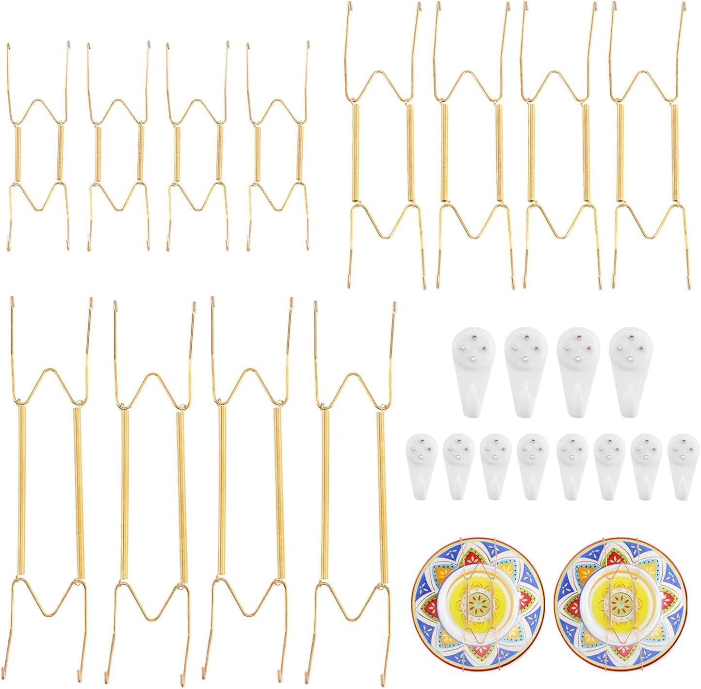 12 Pack 8/10/12 Inch Decorative Plate Medium Plate Hangers for The Wall, Invisible Stainless Steel Wall Hangers for Display with Hooks, for Platter/Dish/Picture