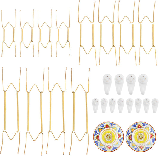 12 Pack 8/10/12 Inch Decorative Plate Medium Plate Hangers for The Wall, Invisible Stainless Steel Wall Hangers for Display with Hooks, for Platter/Dish/Picture