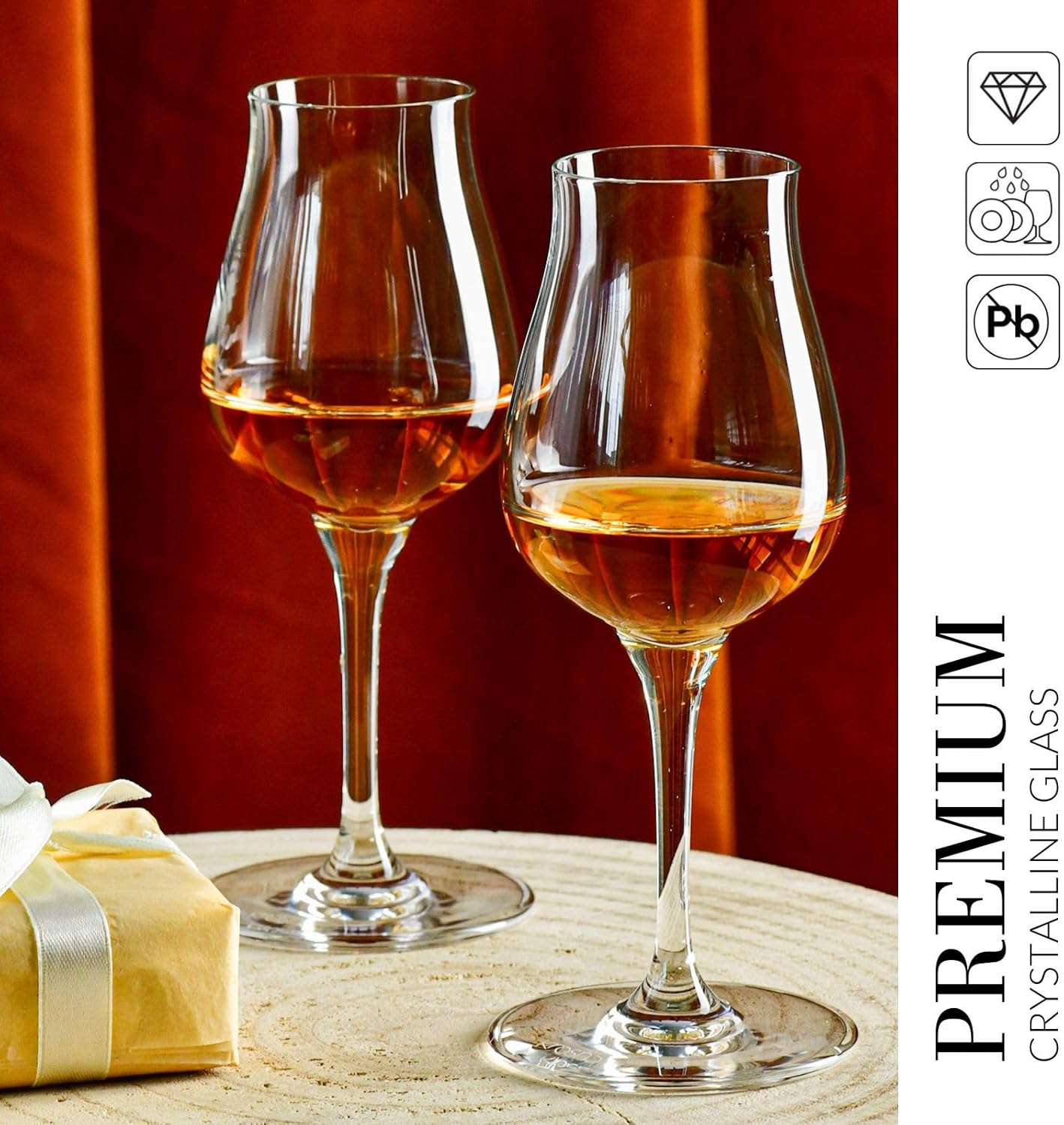 Krosno Brandy & Cognac Snifter Glasses Rum Tasting Gift Set | Set of 4 | 3.7 oz | Avant-garde Collection | For Home, Restaurants & Kitchen | Dishwasher Safe | Lead-Free Crystal Glass