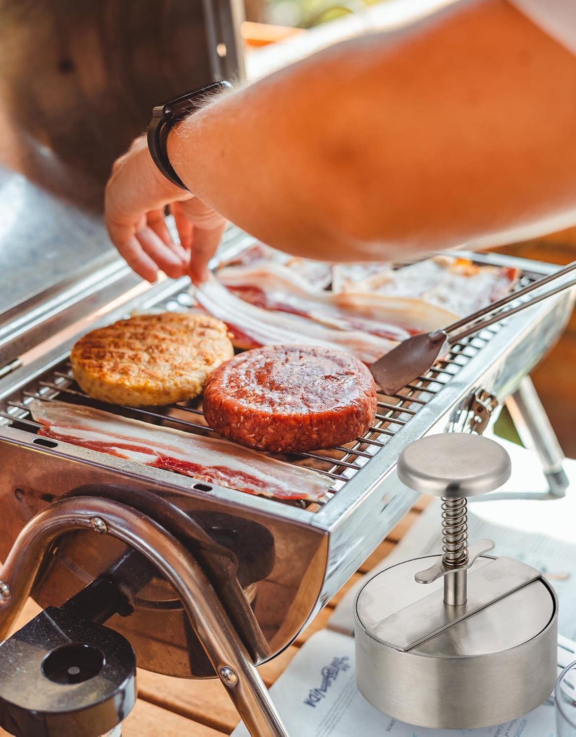 Burger Press Stainless Steel Hamburger Patty Maker Grill Griddle Flat