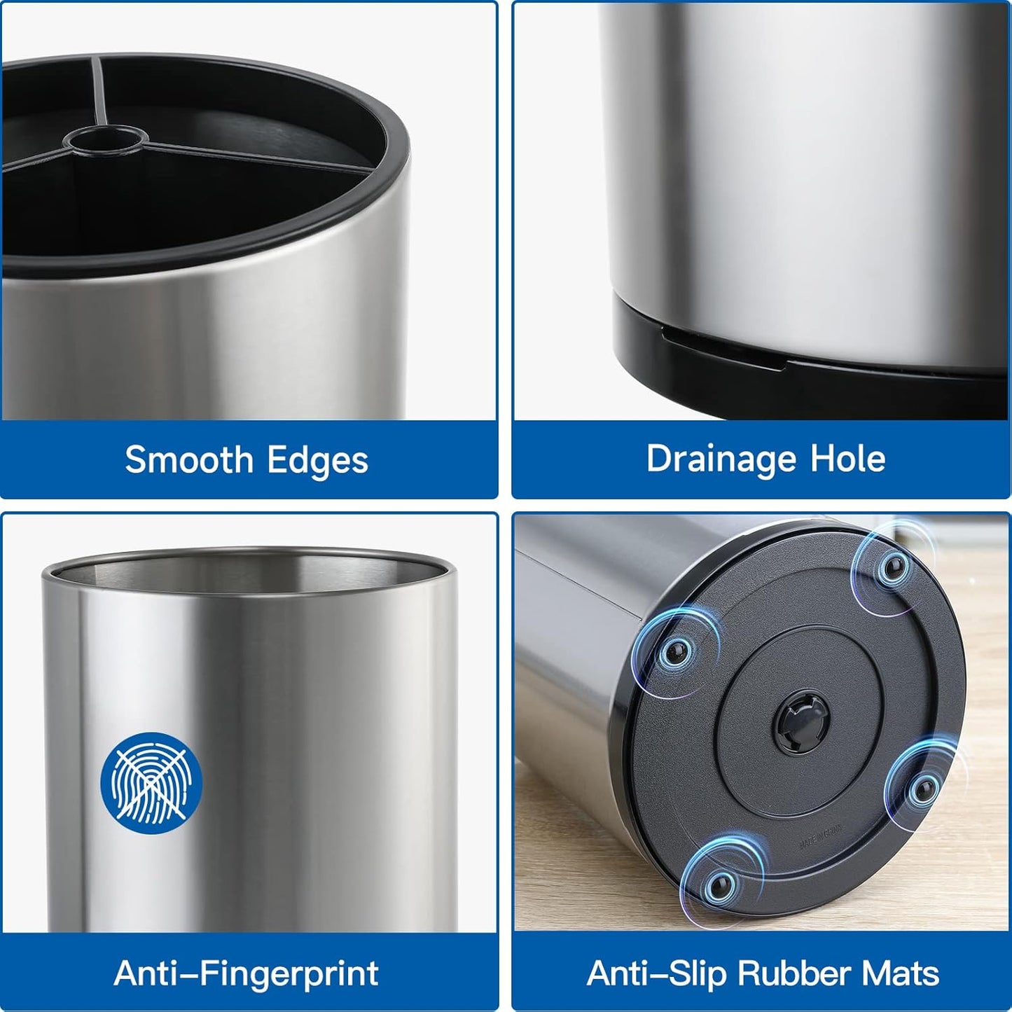 Utensil Holder,Large 360°Rotating Kitchen Utensil Holder For Counter,Cooking Silverware Organizer Stainless Steel Caddy Flatware Spoon Spatula Tool Cutlery Container