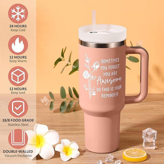 Birthday Gifts for Women Friendship, 40 OZ Tumbler Christmas Inspirational Gift for Women Unique Thank You Gifts for Mom Friend Sister Employee Coworker Teacher Nurse Awesome Gift, Insulated Cup