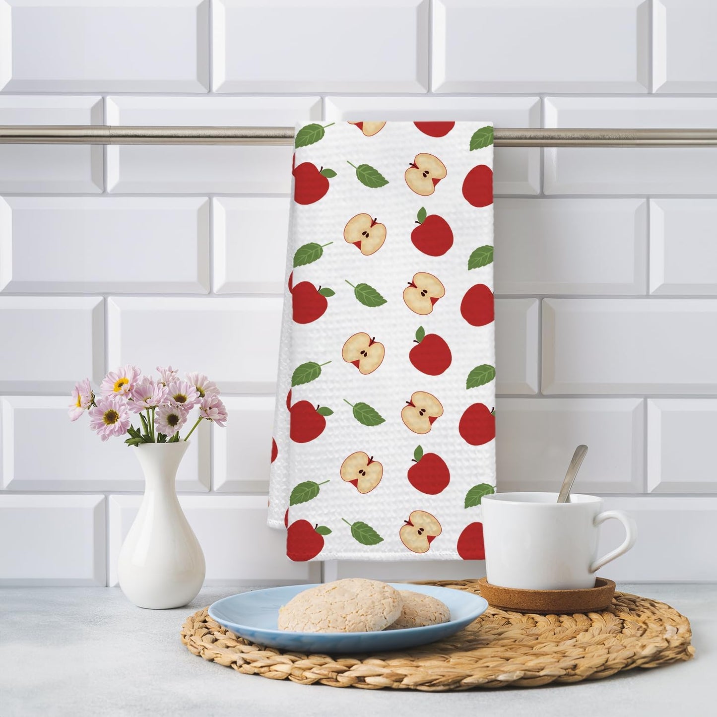 Apple Decor Kitchen Towel, Apple Hand Towel Dish Towel for Kitchen Bathroom Decor, Fruit Lover Gifts, 16x24 Inches