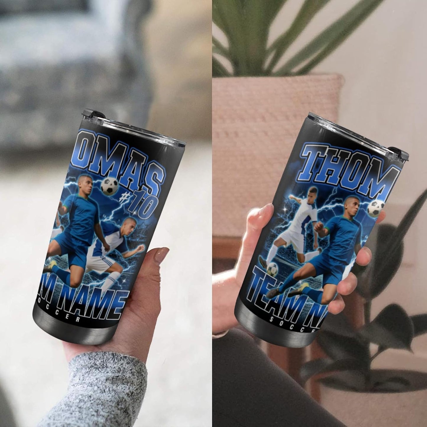 YESCUSTOM Personalized Tumbler With Photos For Soccer Lover Boyfriend Stainless Steel Travel Mug Insulated