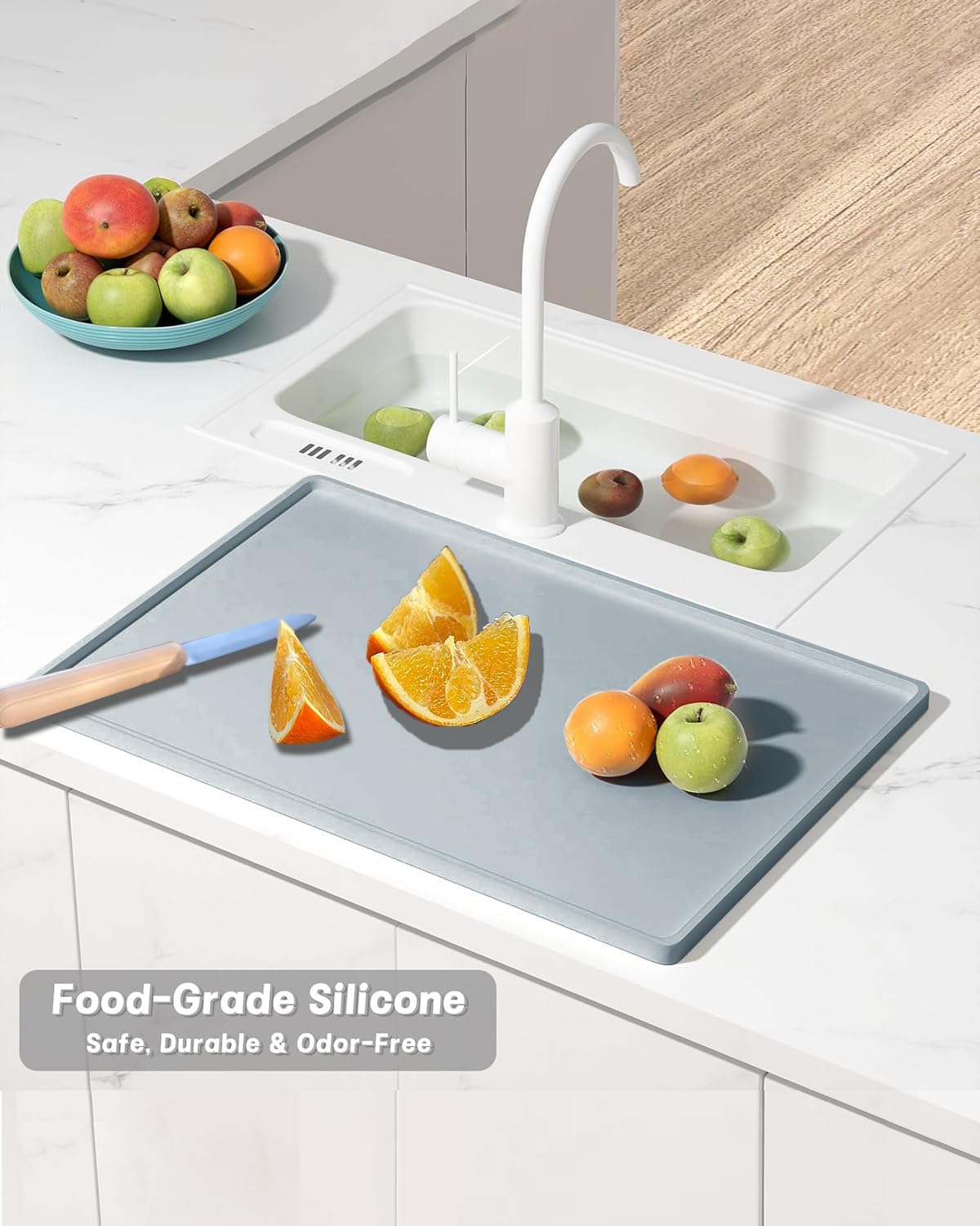 Non-Slip Protective Mat for Ninja Luxe ES601 & ES701 Espresso Machines, Heat-Resistant Rubber-Backed Dish Drying Rack Pad, Super Absorbent Stain-Masking Kitchen Sink Mat, Easy Clean Dark Gray