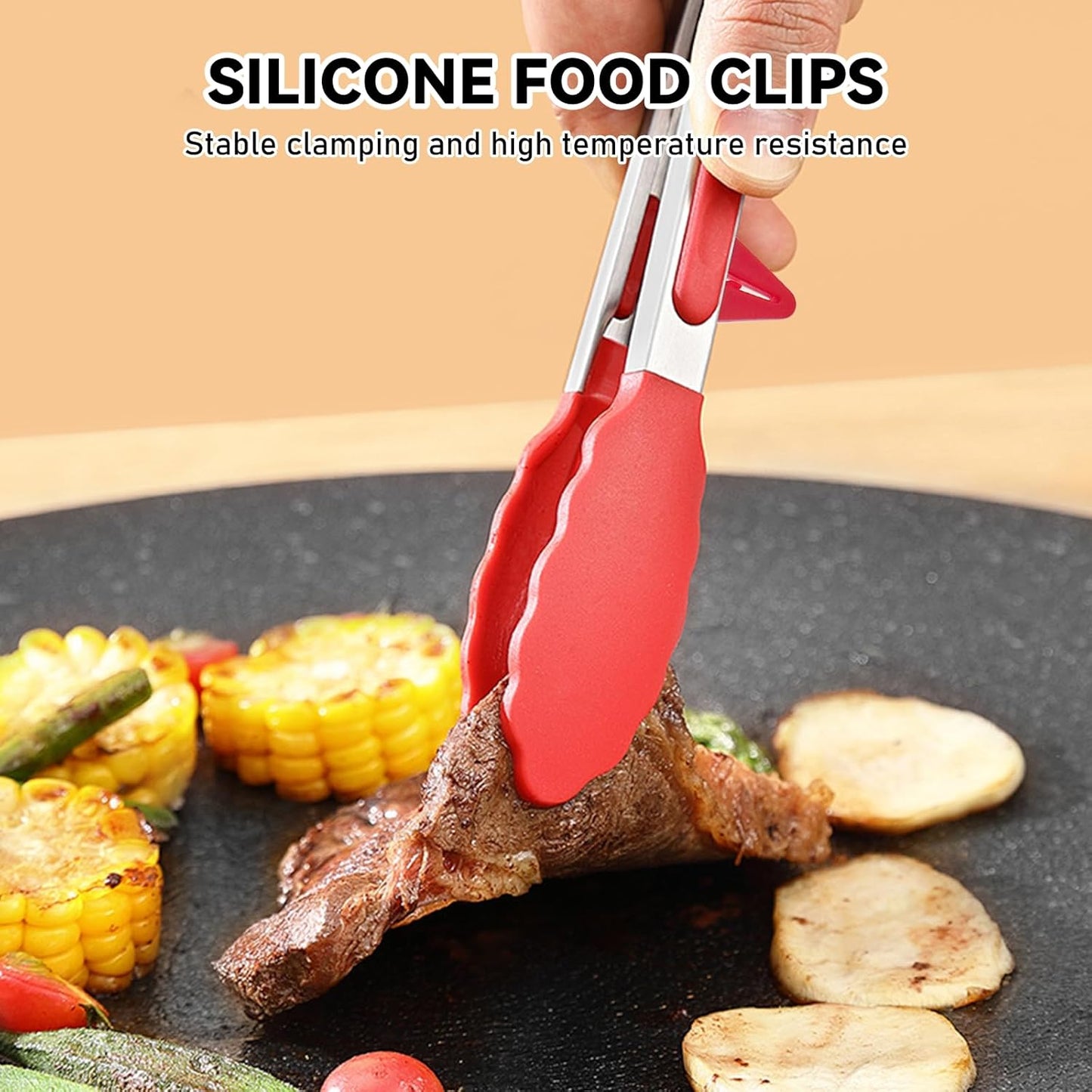 NileHome Tongs for Cooking, Professional Stainless Steel Cooking Tongs – Heat-Resistant for Grilling, BBQ, Serving Salad, Pasta, and Kitchen Use, Dishwasher Safe, Set of 9" 12", Red