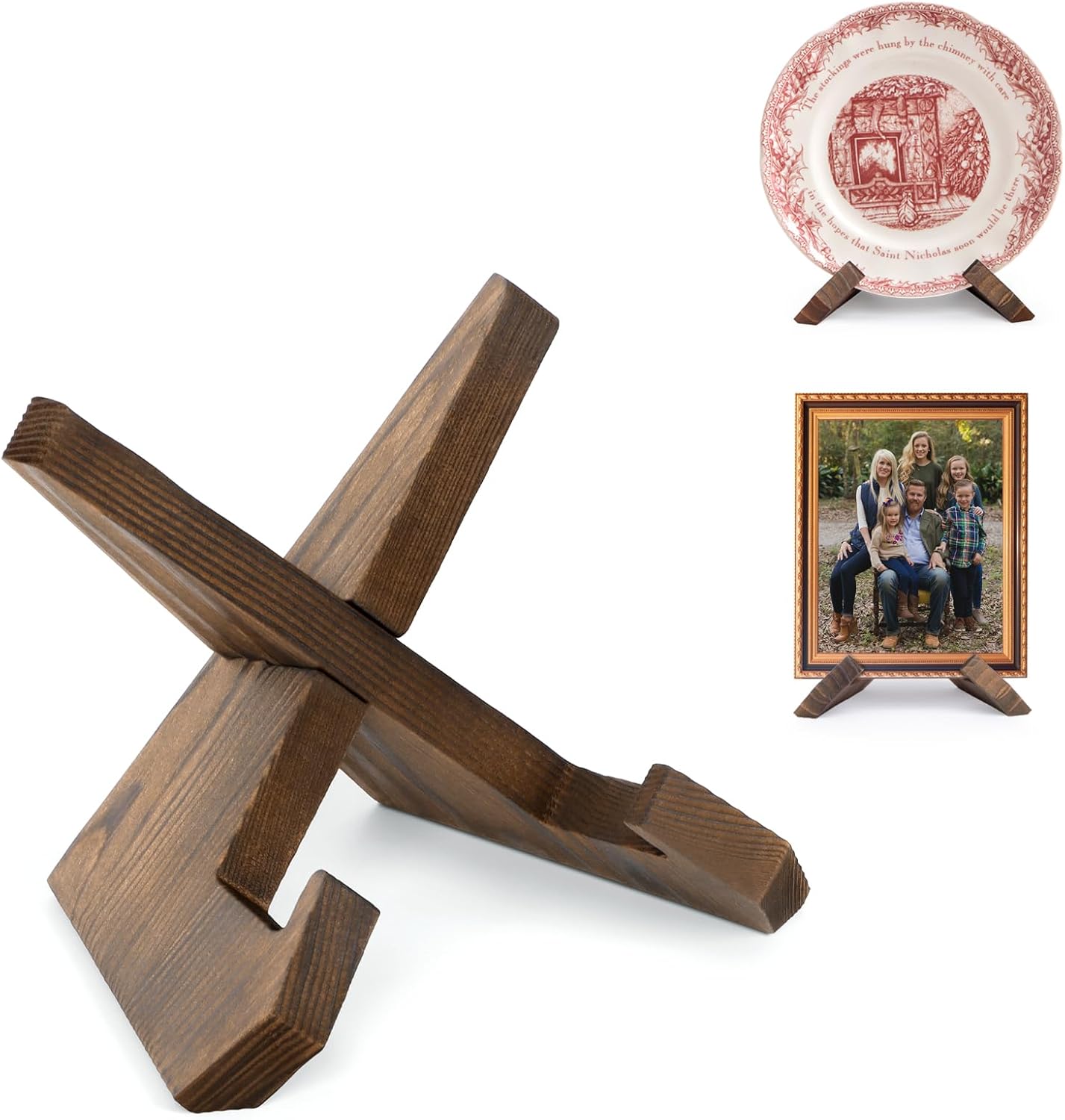 4.5 Inch Plate Stand Display - Wooden Picture Frame Holder, Decorative Table Top Easel