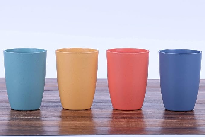 LuckyZone Wheat Straw Unbreakable Cup - 12 oz Reusable Drinking Glasses Sets for Kitchen, Home - Dishwasher Safe Tumbler - BPA Free & Eco-Friendly (12Pcs/6Color)