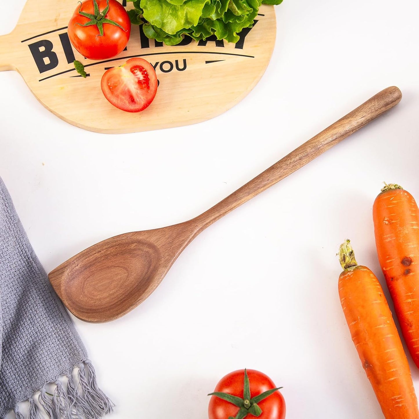 Large Wooden Spoon for Cooking,17 inch Big Wood Scoop Utensil for Deep Pot,Giant Acacia Wood Corner Spoon with Long Handle,Versatile Wood Spoons for Stirring,Flipping,Serving,Scraping