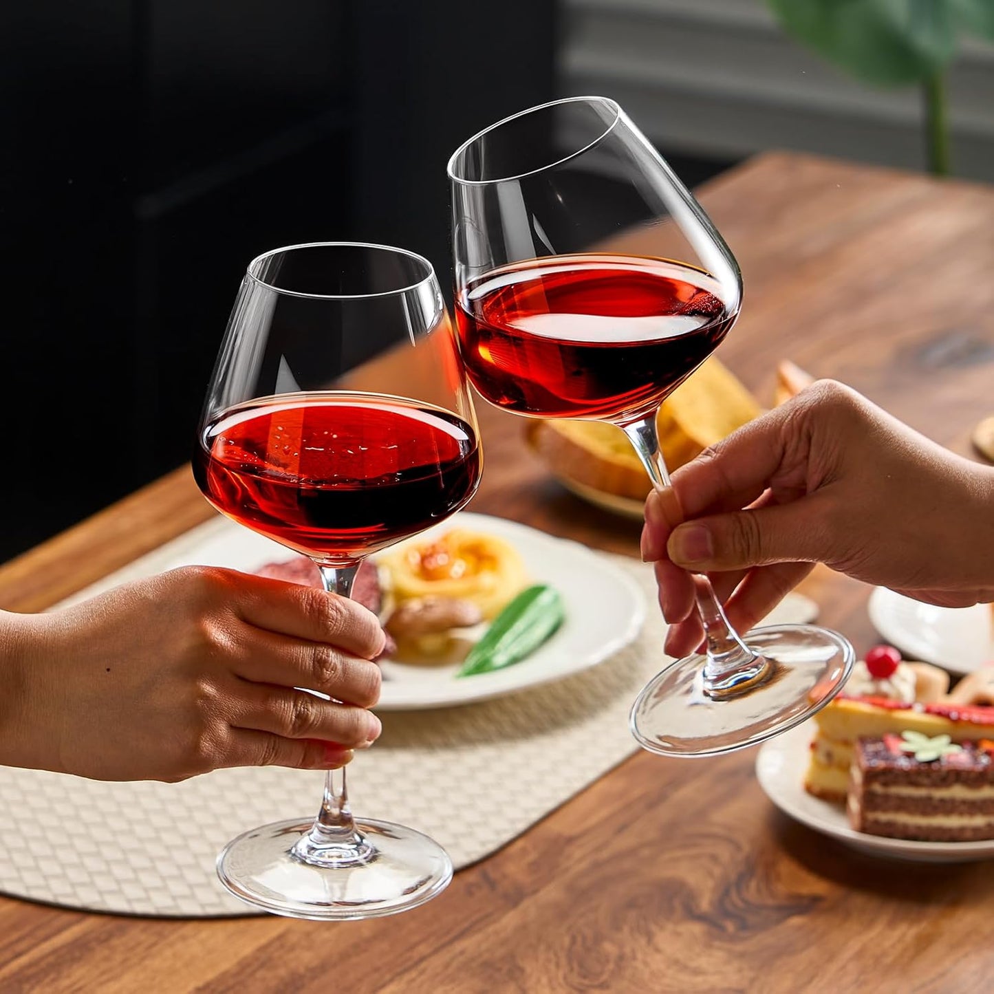 Burgundy Wine Glasses Set of 2-16oz Hand Blown White & Red Wine Glass, Clear Lead-Free Glassware for Women, Men, Wedding Gifts & Birthday