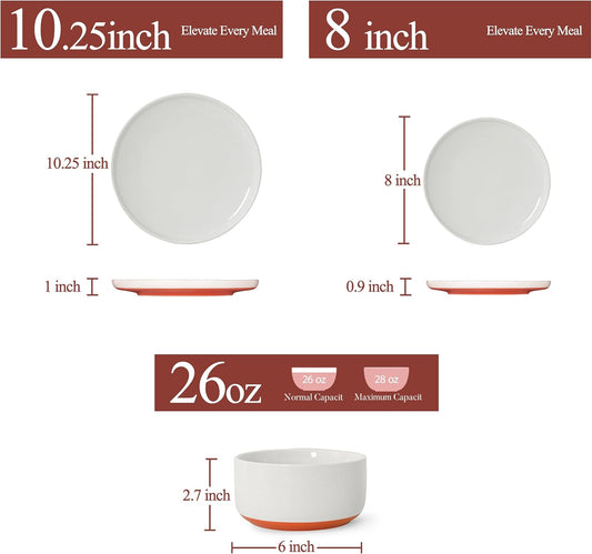 6 Piece Ceramic Dinnerware Set for 2, Modern Minimalist Stoneware Dinner Plates and Bowls, Microwave Safe, Dishwasher Safe, Versatile for All Seasons, Stardust Glaze White