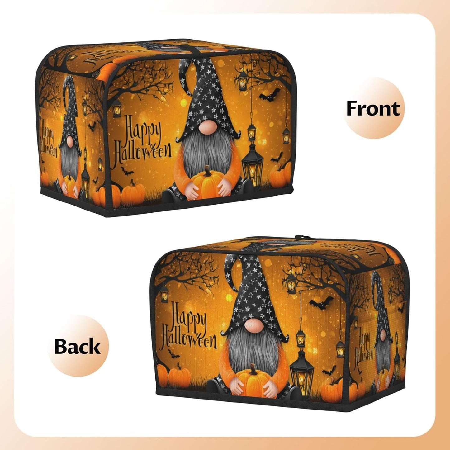 Toaster Cover 2 Slice Pumpkin Gnome Halloween Night Kitchen Small Appliance Covers with Pockets Dust and Fingerprint Protection