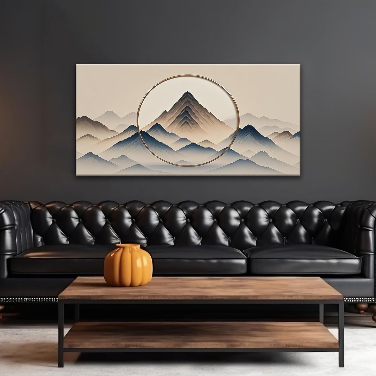 Suconvng Canvas Wall Art Decor Modern Abstract Wall Decor For Living Room Modern Office Mural Abstract Art Print Painting Mountain Landscape Wall Pictures Artworks Home Artwork Ready To Hang 24"X 48"