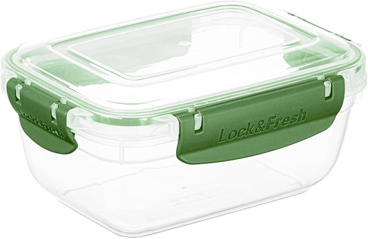 Superio Plastic Food Storage Container with Airtight Lid- 27 Oz, BPA Free, Leakproof, Stackable, Microwave, Dishwasher and Freezer Safe, Green