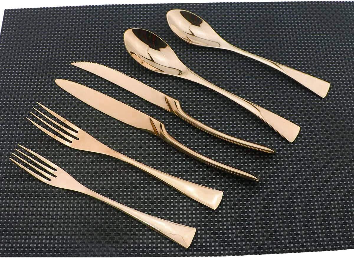 18/10 Stainless Steel Mirror Polished Copper Flatware Set,Dishwasher Safe,Service for 4