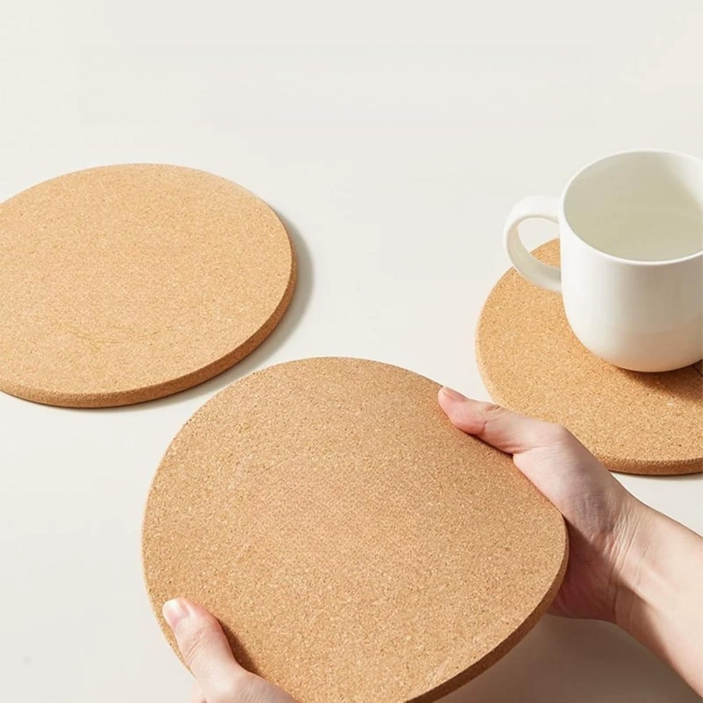 Cork Trivets for Kitchen Worktops, Heat Resistant Mats for Hot Pans and Pots, Non Slip Table Placemats and Coasters for Pot Holders, Dishes, Pans 7.5inch Set of 4