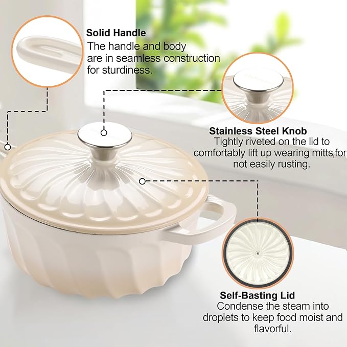 Enameled Cast Iron Sauce Pan, 2 Quart Enameled Saucepan with Lid, Mini Dutch Oven Enamel Saucepan for Cooking Pasta Sauce, Gravy, Puddings, Marinate, Boiling (Gradient Caramel)