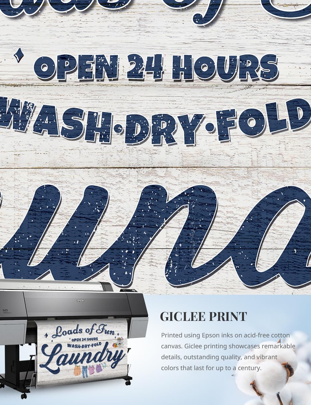 IPIC - Cute Laundry Room Decor, Large Rustic Wall Art Print on Acid-Free Cotton Canvas for Family Laundry Room, Rustic Farmhouse Style Wall Decor for Home, Made in USA