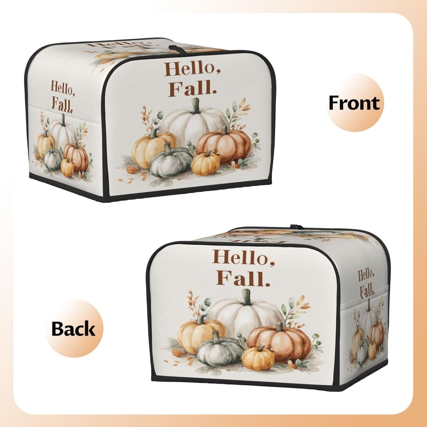 Toaster Cover 4 Slice Watercolor Pumpkin Fall Thanksgiving Kitchen Small Appliance Covers with Pockets Dust and Fingerprint Protection