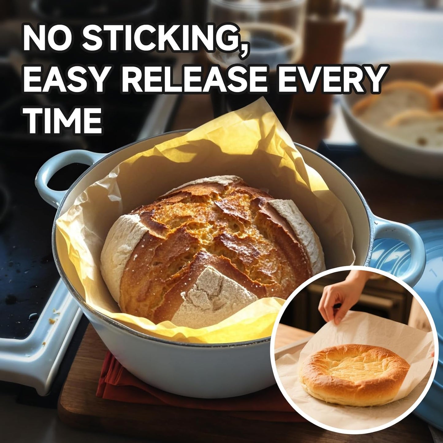 100Pcs Sourdough Parchment Paper for Dutch Oven, 15.75x11.81" Precut Brown Parchment Papers, Unbleached and Non-Stick Baking Paper Sheets, Dutch Oven Liners for Sourdough Bread