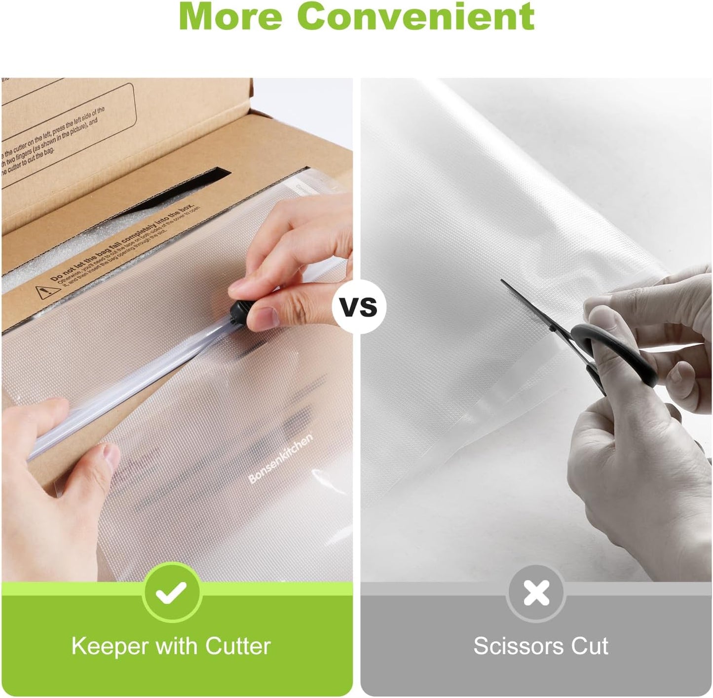 [2025 New] Bonsenkitchen 11” x 150’ Vacuum Sealer Bags Rolls with Cutter for Food Storage, Commercial Grade, BPA Free, Great for Meal Prep and Sous Vide Cooking