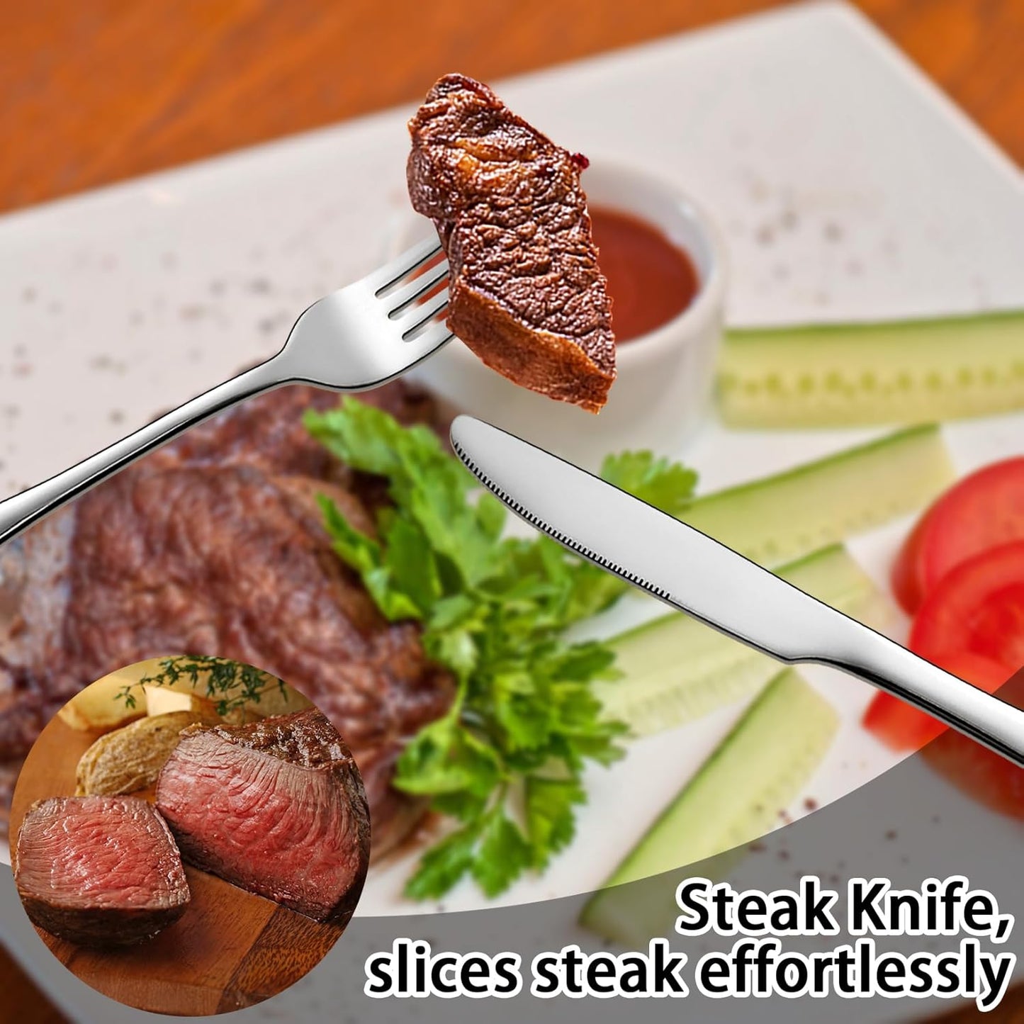 Stainless Steel Flatware Set Forks Knives and Spoons Set For Home and Restaurant Kitchen Cutlery Set Rust Resistant Utensil Sets (80, Silver)