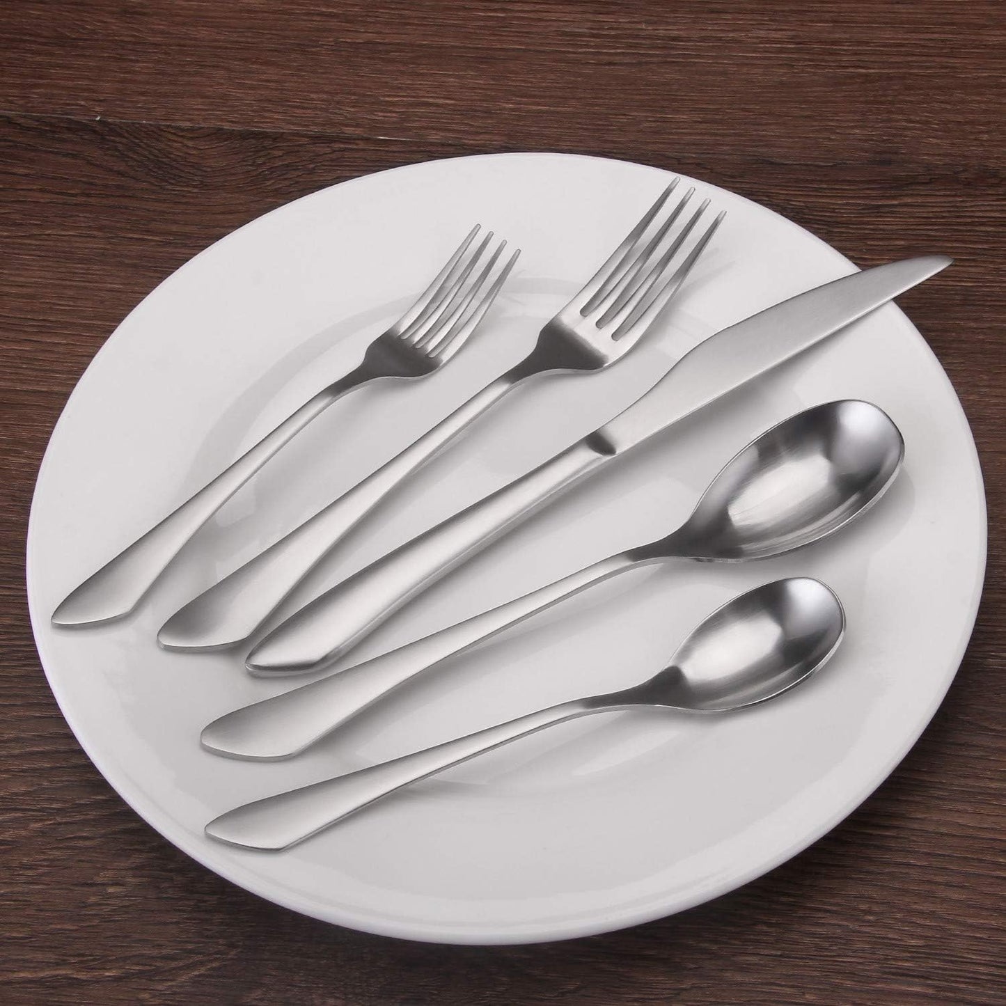 Matte Silverware Set, 20-Piece Stainless Steel Flatware Set Service for 4, Satin Finish Tableware Cutlery Set for Home and Restaurant, Dishwasher Safe