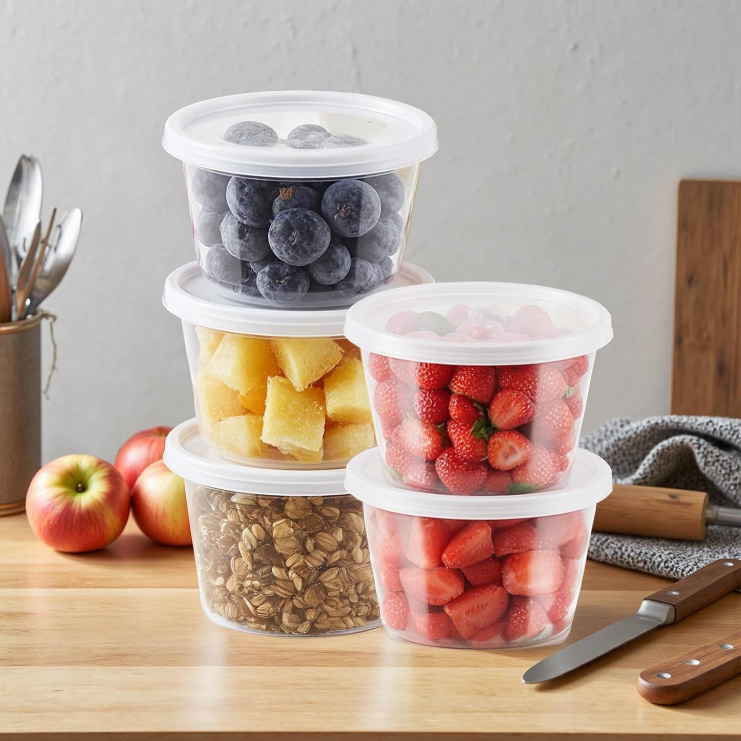 24 Set Deli Containers with Lids,16 oz Plastic Food Storage Containers,Leakproof Soup Container with Lids,Stackable,Microwave & Freezer Safe