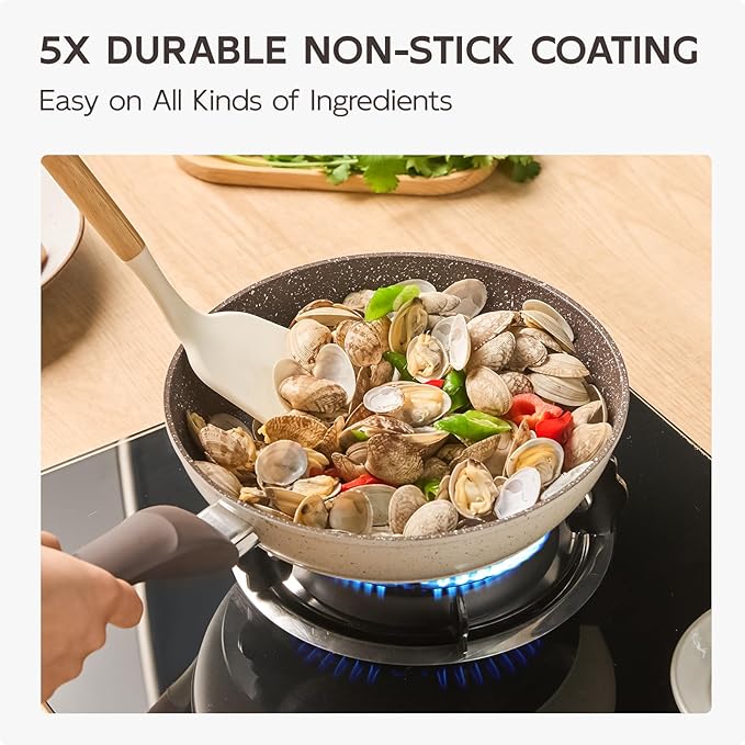 Non Stick Frying Pan - 9.4" Healthy Ceramic Skillet with Stay-Cool Handle, Non Toxic Egg Pan, PFOA-Free