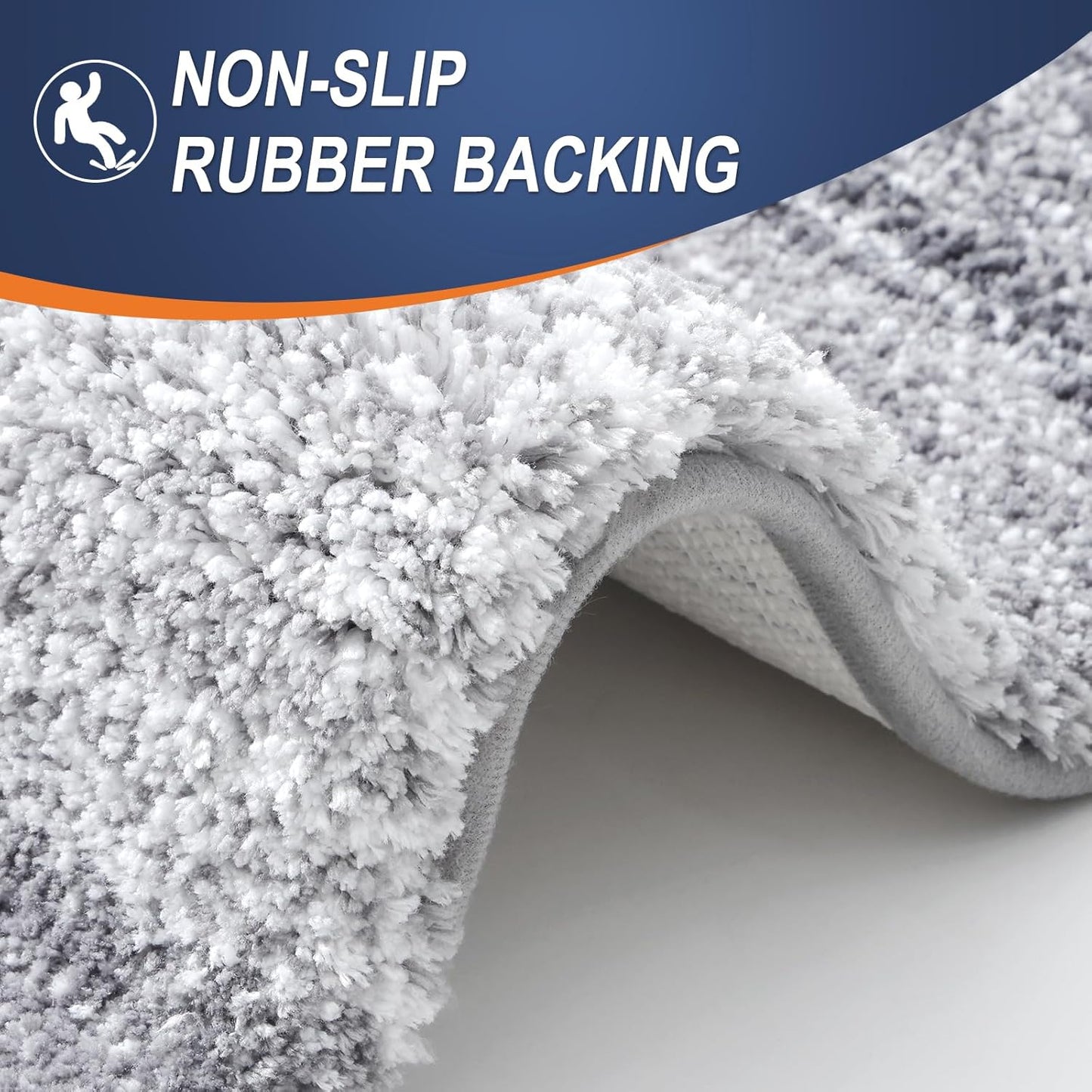 OLANLY Bathroom Rug Set 2 Piece, Soft Absorbent Microfiber Bath Rug Set, Non-Slip, Machine Wash Dry, Plush Shaggy Bath Mats for Bathroom (30"x20"+24"x16", Light Grey)