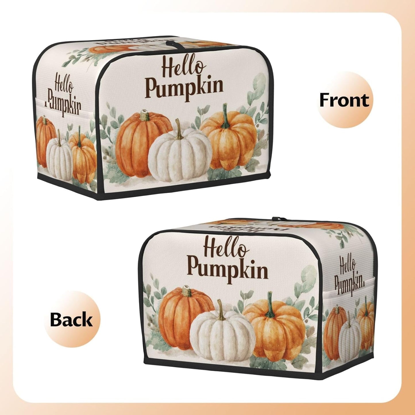 Toaster Cover 2 Slice Pumpkin Thanksgiving Fall Autumn Kitchen Small Appliance Covers with Pockets Dust and Fingerprint Protection