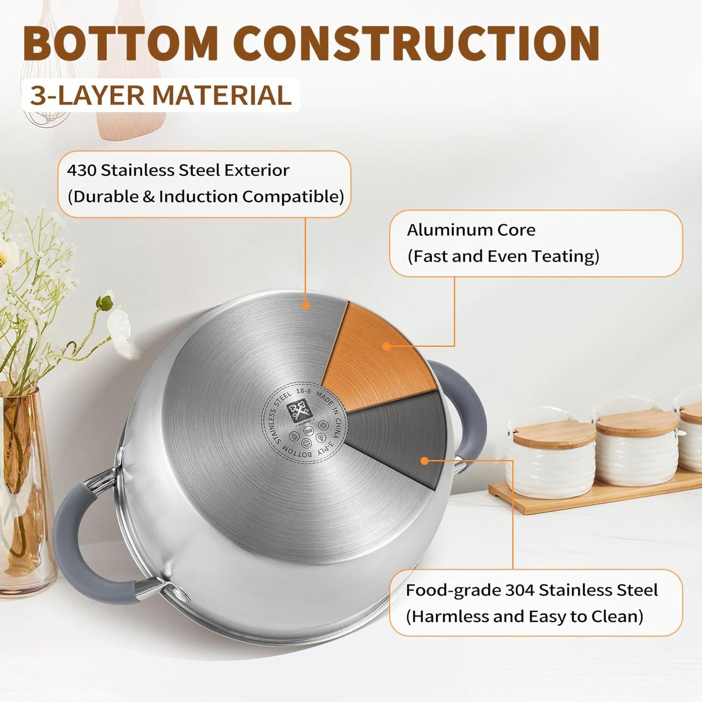 GOLDEN KEY 4.0 QT Steamer for Cooking,Steamer Pots with Vegetable Steam Basket,2-Tier Multipurpose 18/8 Stainless Steel Steaming Pot Cookware for Vegetable,Soup, Food,Dumplings,Oven & Dishwasher Safe