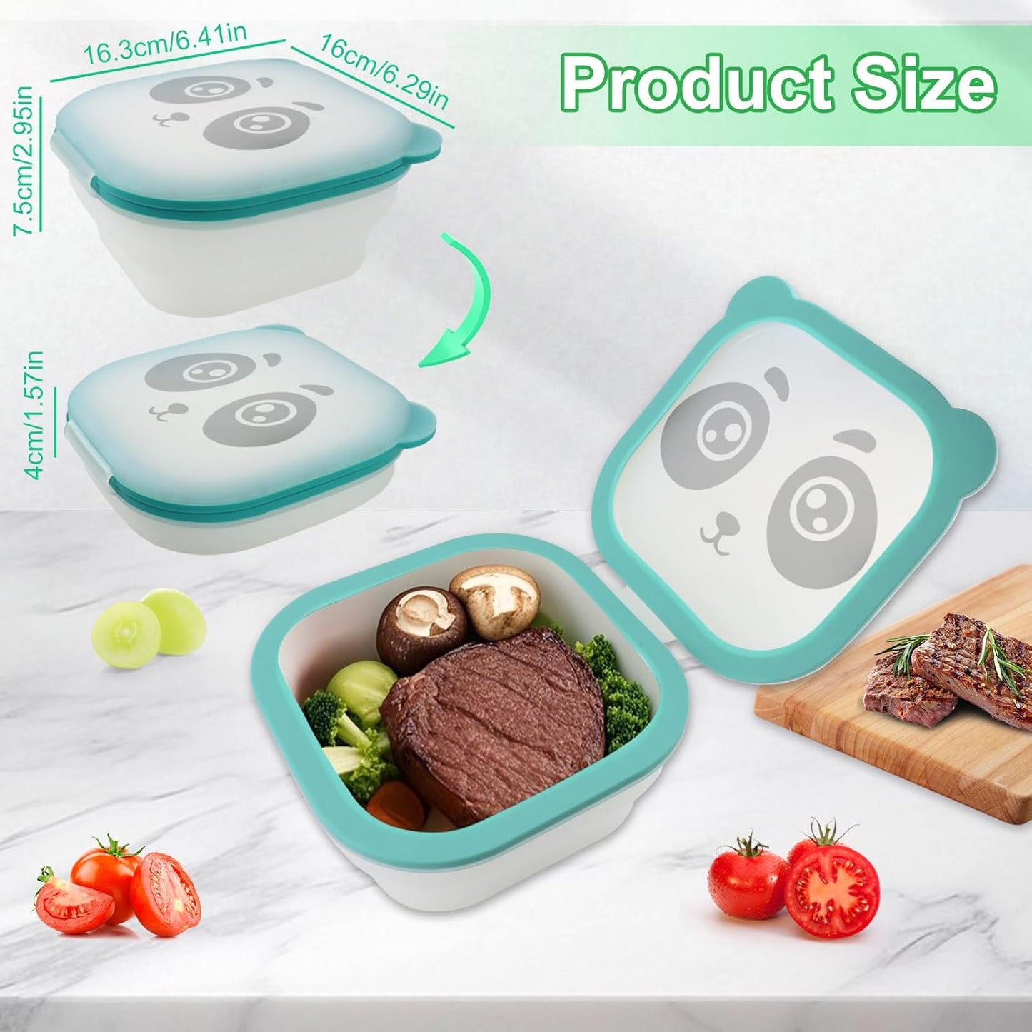 Silicone Food Storage Containers, Camping Bowl with Lids Collapsible, Freezer & Dishwasher Safe, Reusable 30 Oz Lunch Box for Camping Travel Fruit