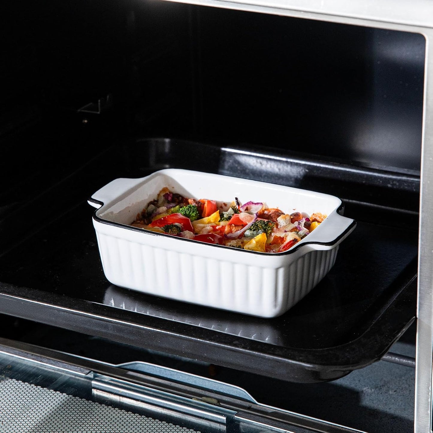 Casserole Dishes for Oven, 12Oz Ceramic Baking Dish with Handles, Rectangular Bakeware Set of 4, Deep Baking Dishes for Kitchen Lasagna, Cake, Cooking, Housewarming Gift