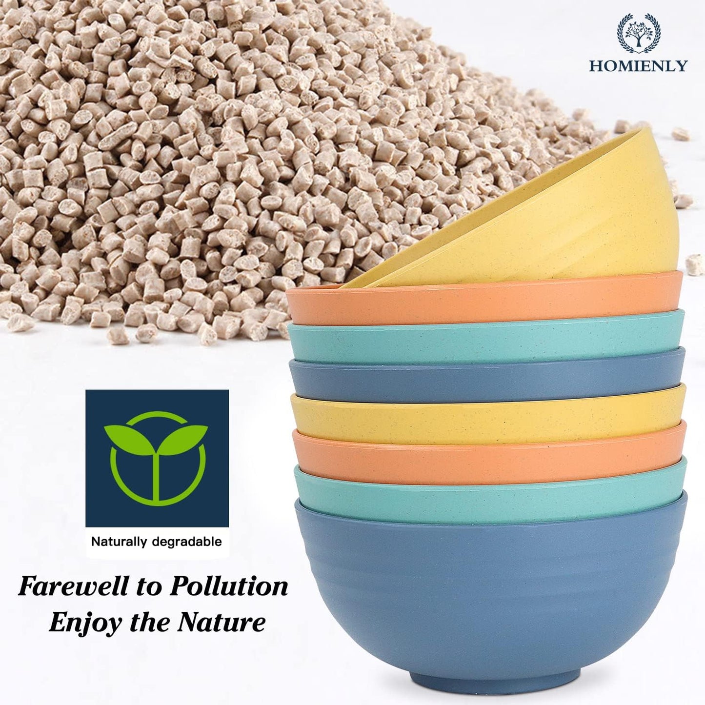 Homienly Bowls for Kitchen Cereal Bowls Wheat Straw Bowls 8 PCS Unbreakable Lightweight Bowl Set Microwave and Dishwasher Safe Bowl,Reusable Bowl Set for Serving Soup,Oatmeal,Ramen,Salad(Multi, 26 OZ)