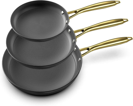 imarku Non Stick Frying Pans, 3 Pieces - 8 Inch, 10 Inch and 12 Inch Frying Pan, Professional Frying Pans Nonstick, Cast Iron Skillets, Nonstick Frying Pan with Stay Cool Handle, Best Birthday Gifts