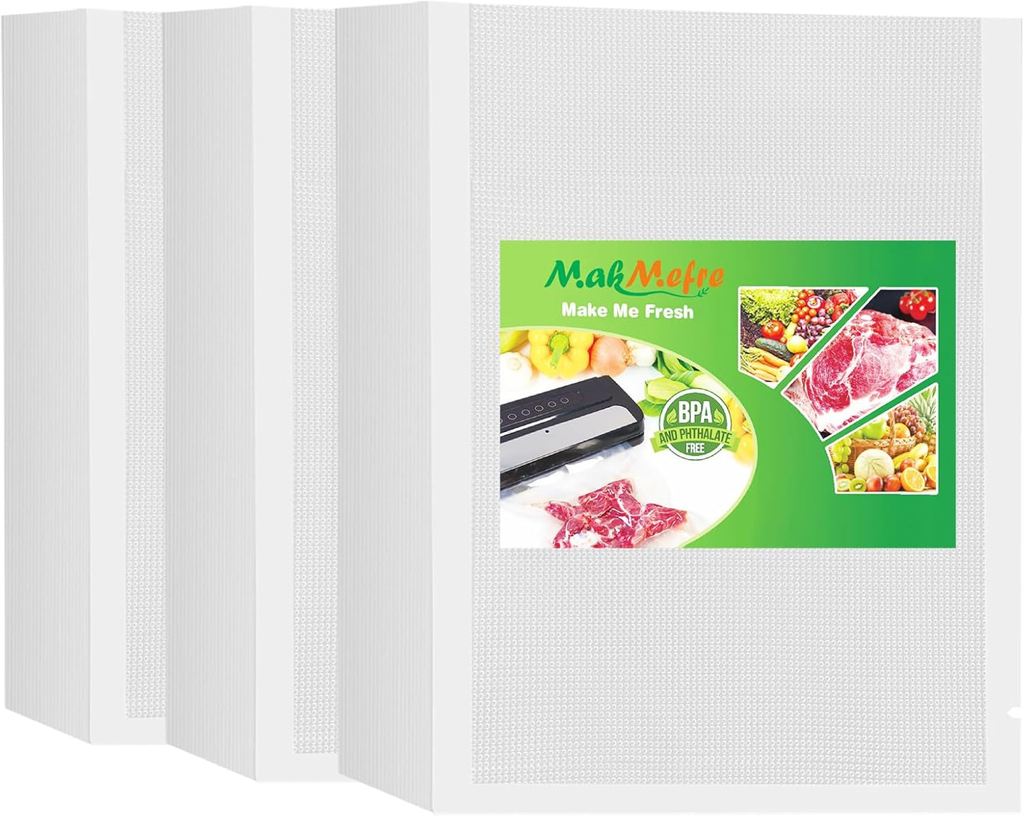 MakMeFre 300 Pint Size 6" x 10" Vacuum Sealer Bags with BPA Free and Heavy Duty,Great for Food Storage Vaccume Sealer PreCut Bag