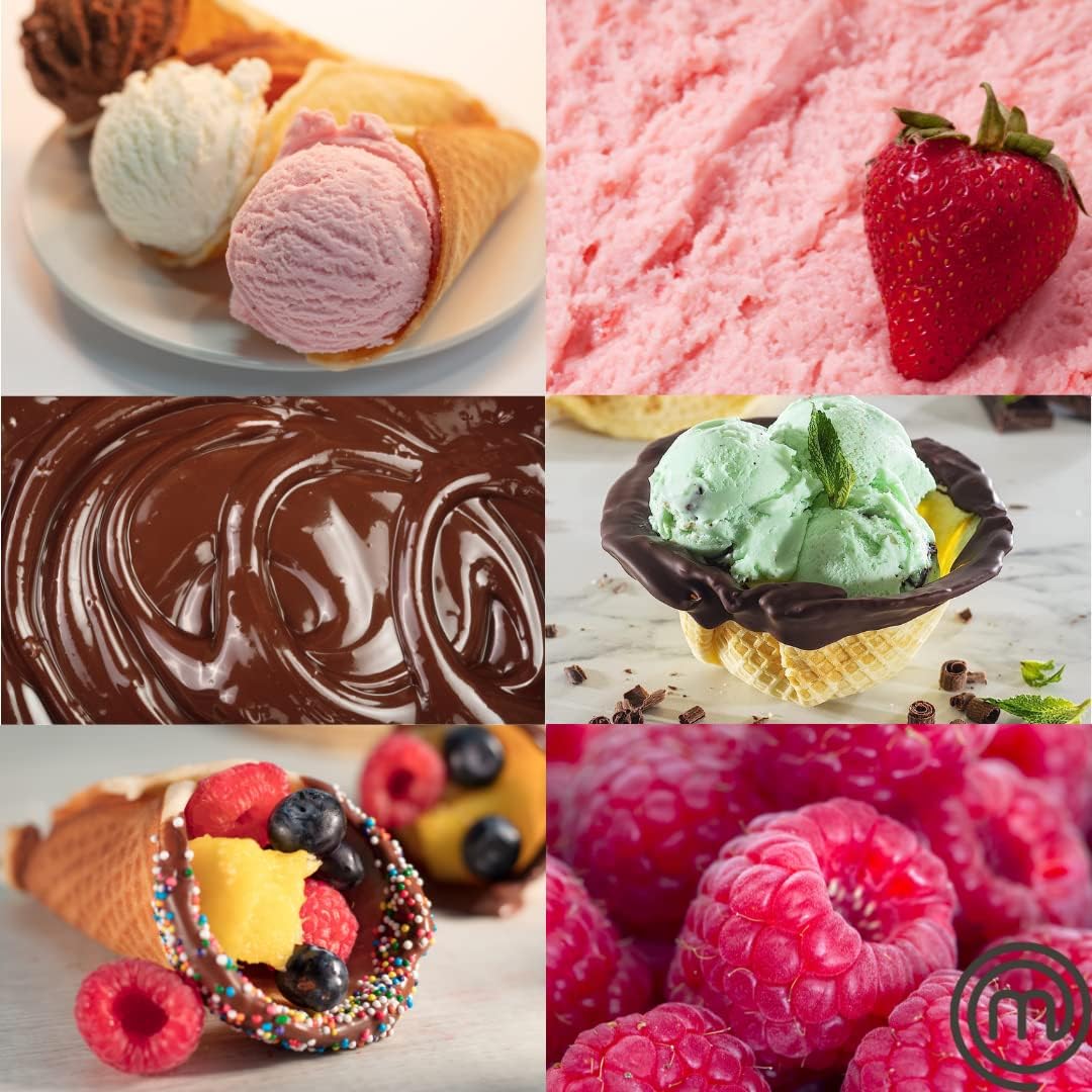 MasterChef Waffle Cone and Bowl Maker- Includes Shaper Roller & Bowl Press- Homemade Ice Cream Cone Treat Baking, Cookie Iron Machine, Portable Electric Kitchen Appliance for DIY Sundae Parties, Gift