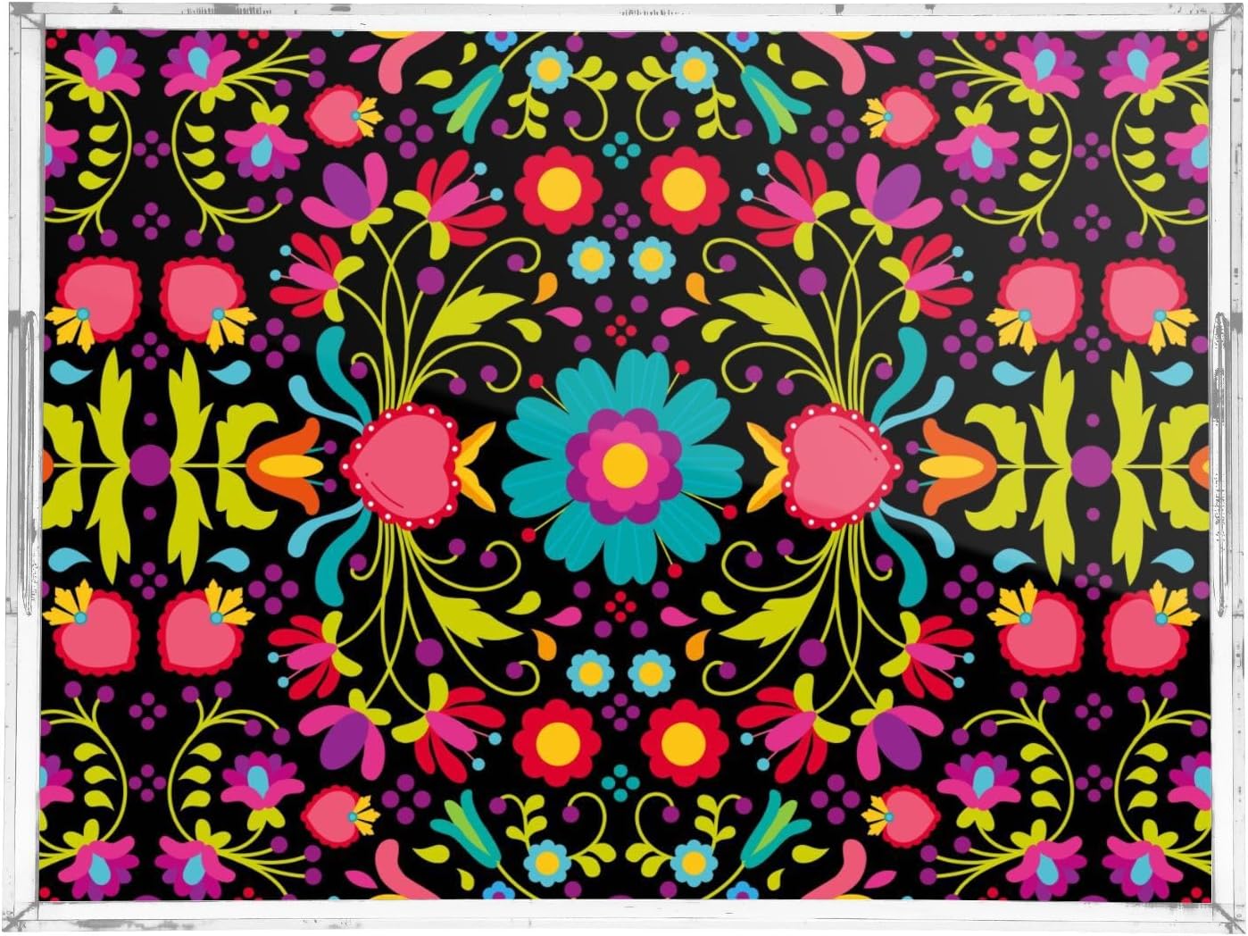 Acrylic Serving Tray with Handles Spill Proof Kitchen Storage Tray Clear Decorative Tray Makeup Drawer Organizer Storage Tray for Bathroom Living Room Ottoman 15.7x11.8Inches