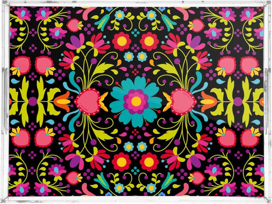 Acrylic Serving Tray with Handles Spill Proof Kitchen Storage Tray Clear Decorative Tray Makeup Drawer Organizer Storage Tray for Bathroom Living Room Ottoman 15.7x11.8Inches