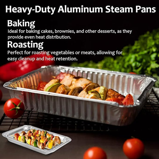 INFINITY EL Disposable Aluminum Foil Pans 20 Pack | Mini Shallow 8.5"x 6"x1.5" Broiler Pans, Heavy Duty Foil Pan | Aluminum Baking Pans for Roasting Turkey, Lasagna, Thanksgiving, Christmas, Party