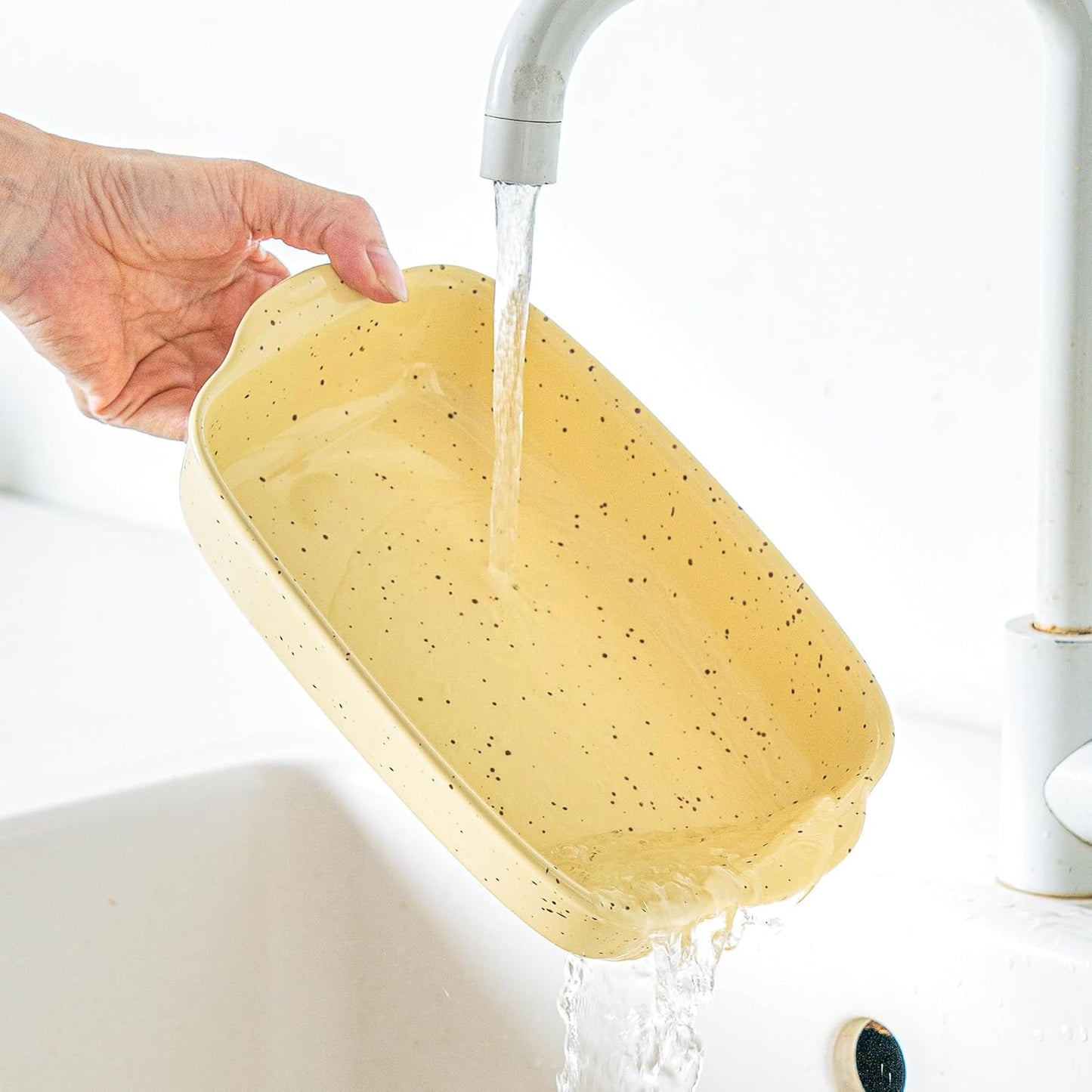 Casserole Dish Set of 3,Ceramic Bakeware for Oven,Rectangular Baking Dishes with Handles,High Heat Resistant,Colorful Speckle Stoneware Series (13.8''/12''/9.6''Yellow)