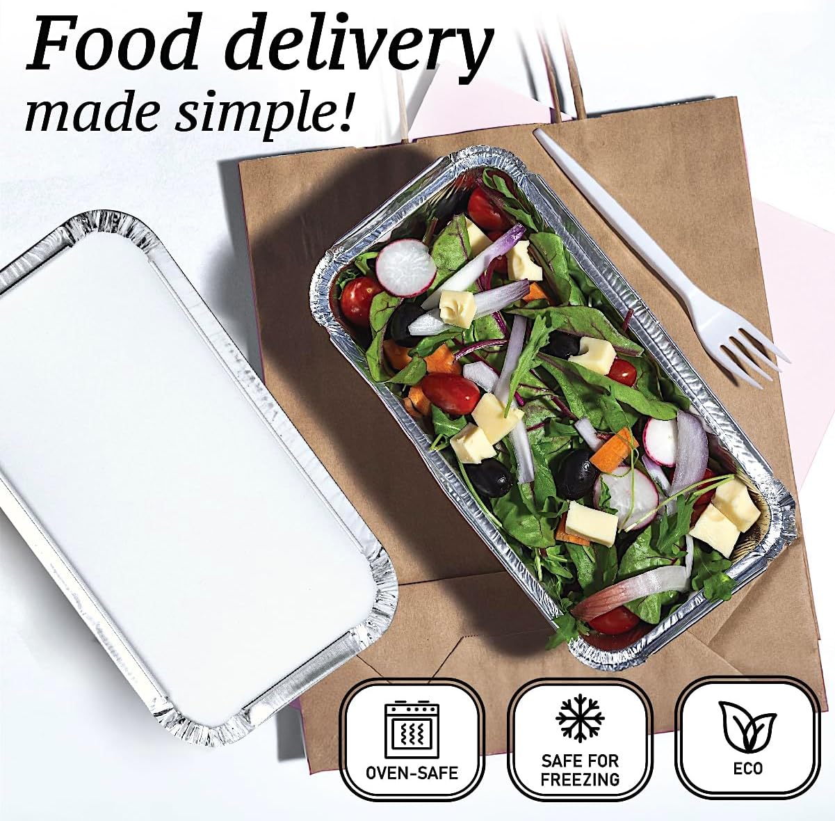 Spare Essentials (55 Pack Aluminum Loaf Pans with Lids 1.5 LB Disposable Bread Tins for Baking, Lunch Containers, Single Serve Baking Dishes - Foil Loaf Pans, Aluminum Bread Pans 7.8 x 4.3 x2 Inches